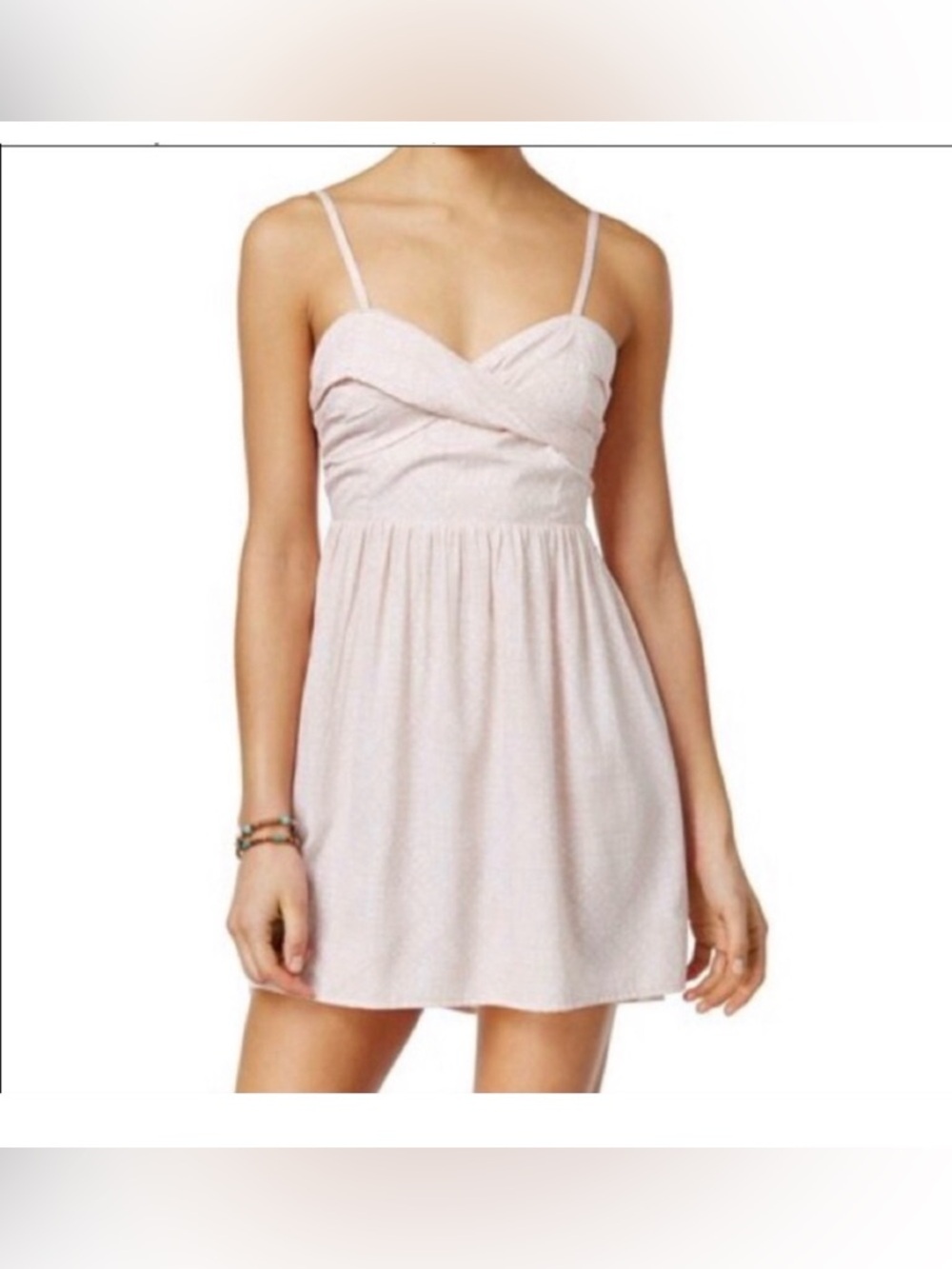 Roxy For Shore Blush Pink Sleeveless Twist-Front Summer Mini Dress Size M